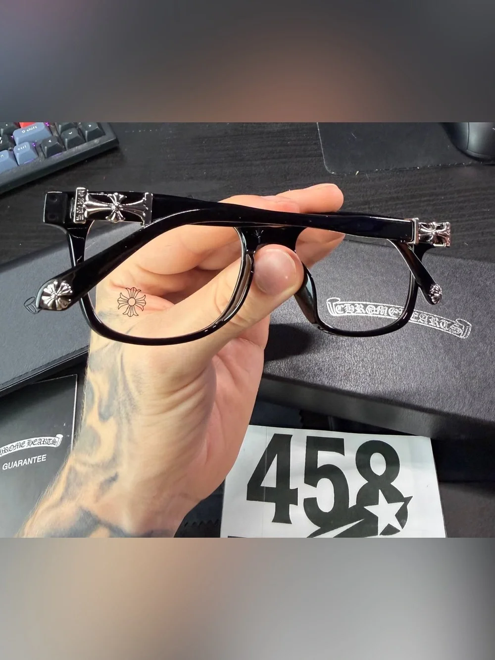 Black Chrome Hearts Glasses
